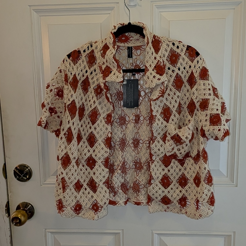 South Beach Crochet Beach Shirt - UK 10